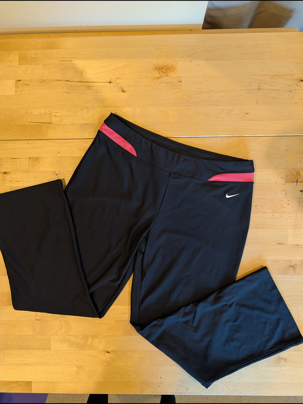 Nike Black Workout Pants with Pink Waist Accents